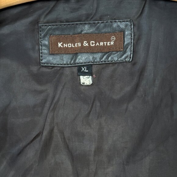 Knoles & Carter Italian Lambskin Leather Jacket Black Moto Zip Front Size XL - Picture 11 of 14